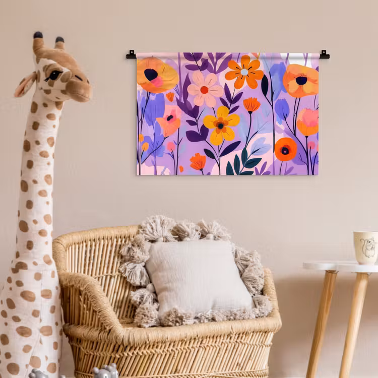 Bloemen - Kleurrijk - Bladeren Wandkleed katoen klein -wsfeer5_kind