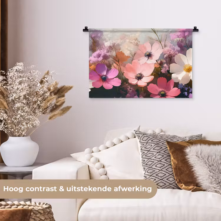 Bloemen - Kleurrijk - Bloei Wandkleed katoen klein -sfeer1