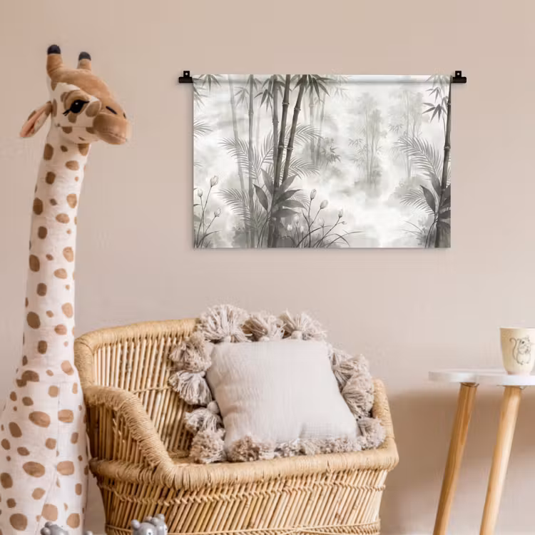 Bloemen - Knop - Tuin - Illustratie - Wit Wandkleed katoen klein -wsfeer5_kind