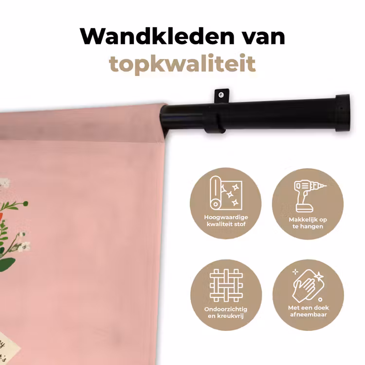 Bloemen - Lint - Kaartje Wandkleed katoen klein -sfeer2