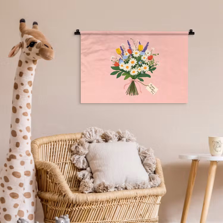 Bloemen - Lint - Kaartje Wandkleed katoen klein -wsfeer5_kind