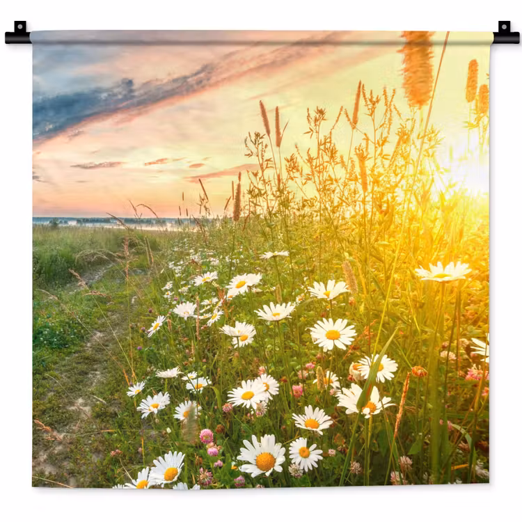 Bloemen - Madelief - Natuur - Zon - Horizon Wandkleed katoen klein -zz3d