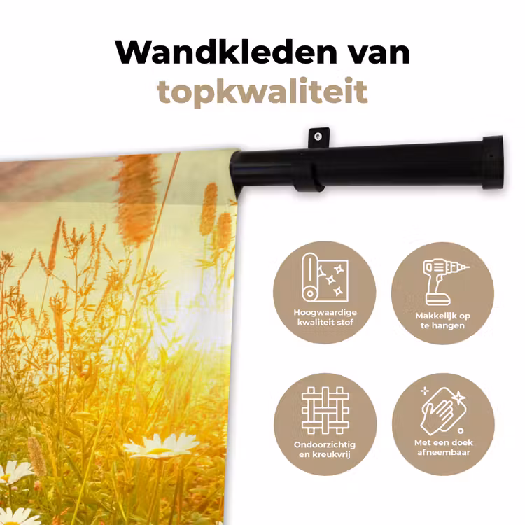 Bloemen - Madelief - Natuur - Zon - Horizon Wandkleed katoen klein -sfeer2