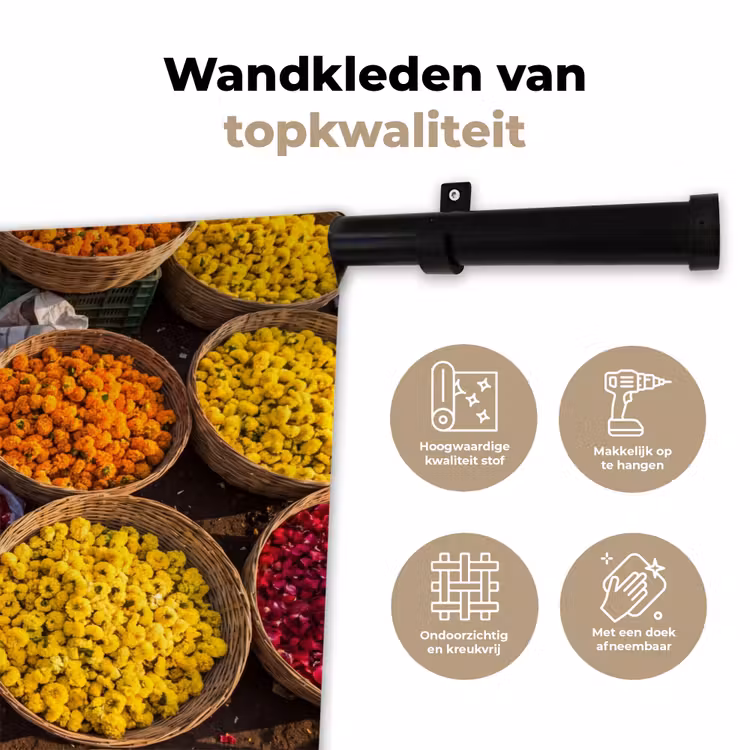Wandkleed - Bloemen - Markt - Kleurrijk - Bloemen - Markt - Kleurrijk Wandkleed katoen klein