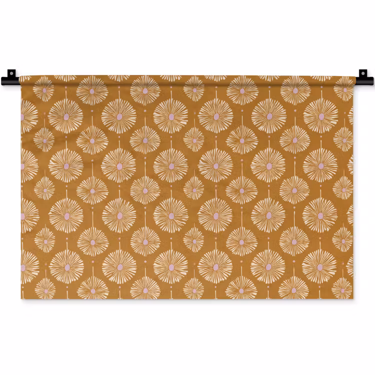 Bloemen - Modern - Oker Wandkleed katoen klein 269 -zz3d