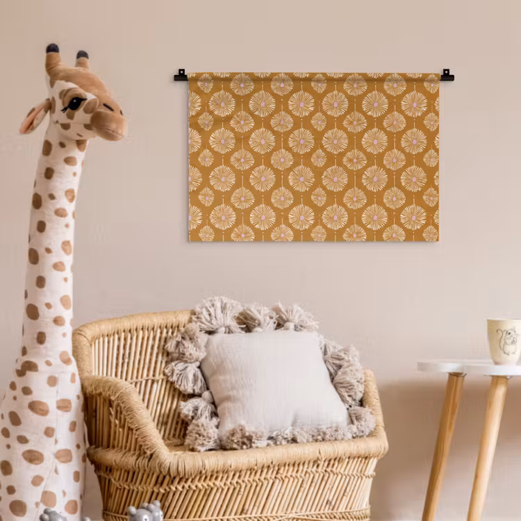 Bloemen - Modern - Oker Wandkleed katoen klein 269 -wsfeer5_kind