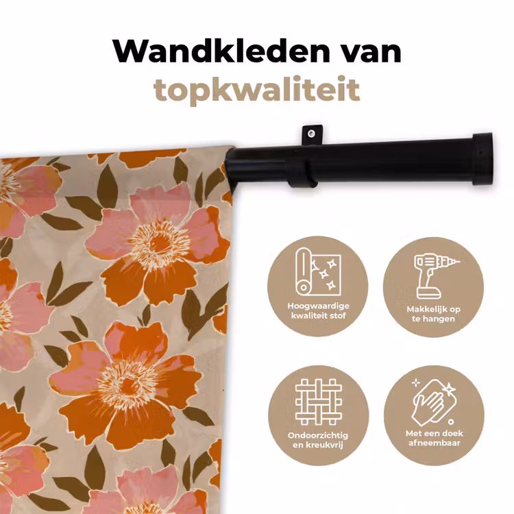 Bloemen - Motief - Retro Wandkleed katoen klein 269 -sfeer2