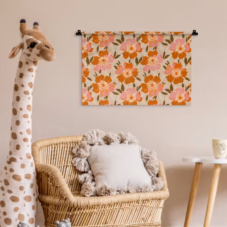 Bloemen - Motief - Retro Wandkleed katoen klein 269 -wsfeer5_kind