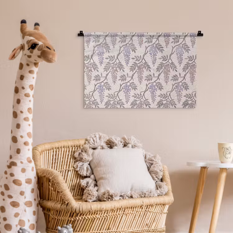 Bloemen - Mozaïek - Natuur - Patroon - Paars Wandkleed katoen klein -wsfeer5_kind