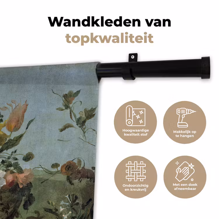 Bloemen - Oude Meesters - Olieverf Wandkleed katoen klein -sfeer2