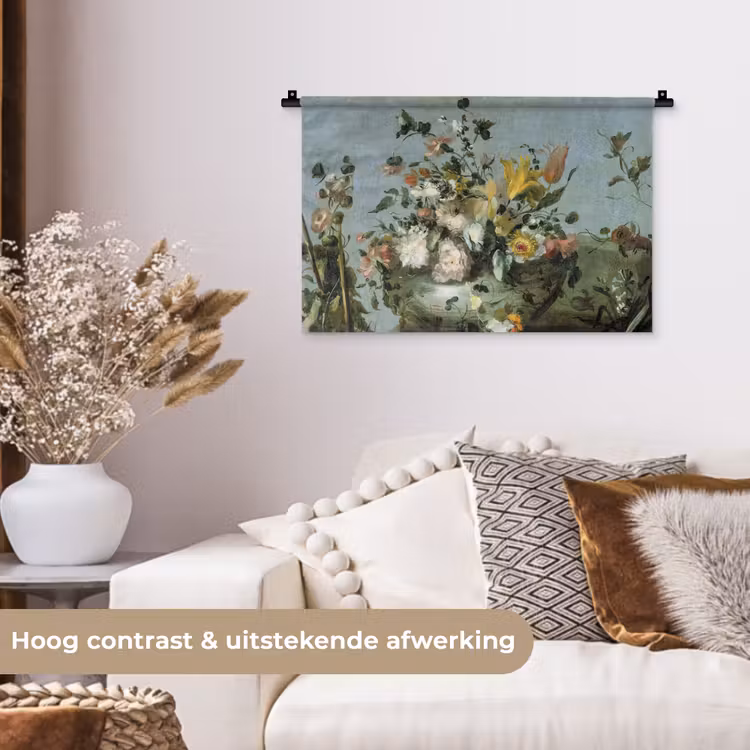 Bloemen - Oude Meesters - Olieverf Wandkleed katoen klein -sfeer1