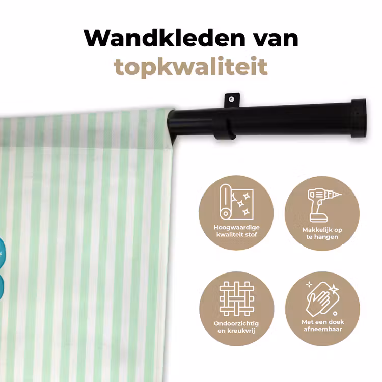 Bloemen - Ovaal - Strepen - Groen Wandkleed katoen klein -sfeer2