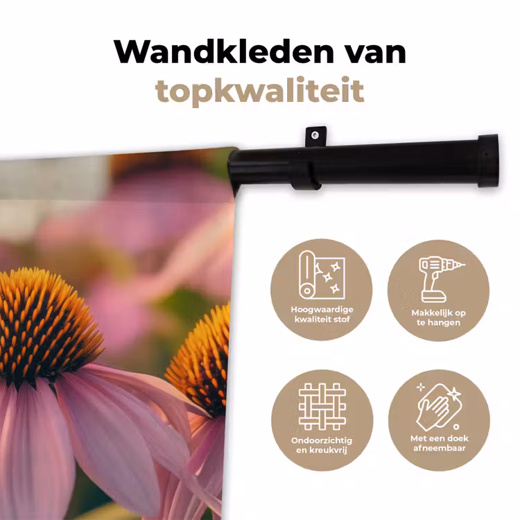 Bloemen - Paars - Bijen Wandkleed katoen klein -sfeer2