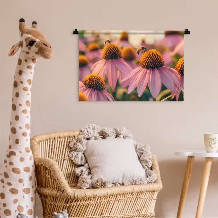 Bloemen - Paars - Bijen Wandkleed katoen klein -wsfeer5_kind