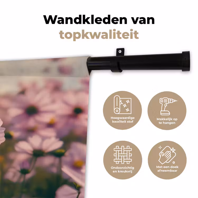 Bloemen - Paars - Wazig Wandkleed katoen klein -sfeer2