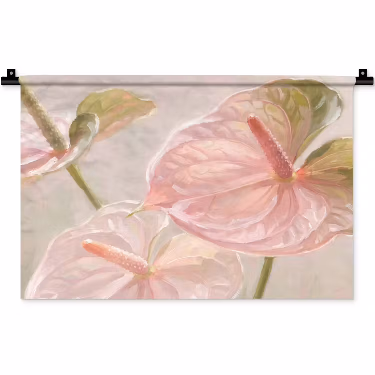 Bloemen - Pastel - Abstract - Natuur - Groen Wandkleed katoen klein -zz3d