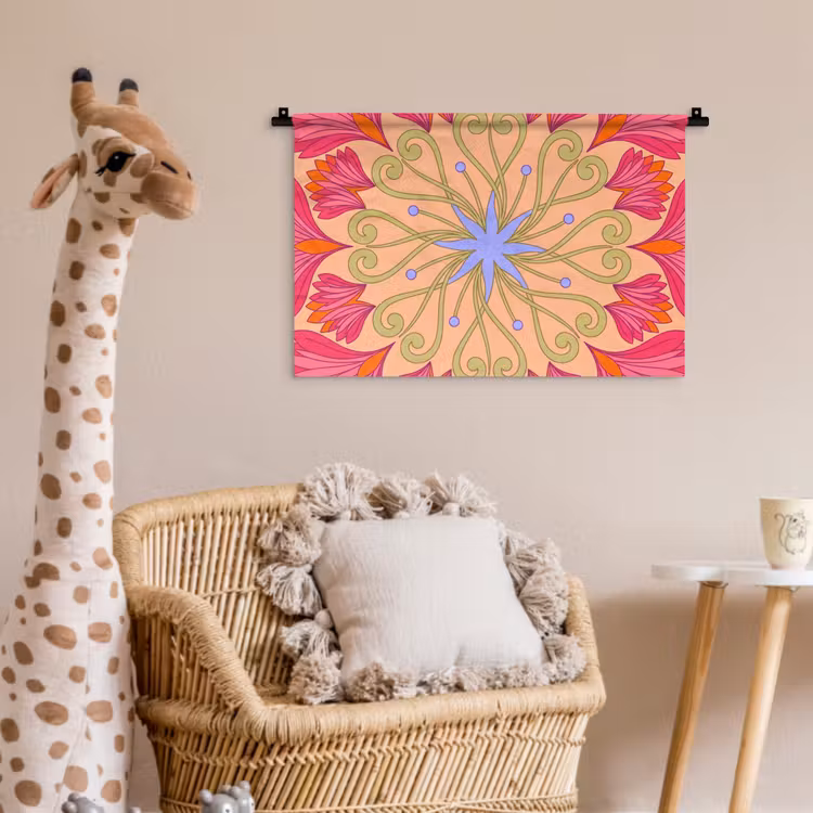 Bloemen - Patroon - Abstract - Roze - Decoratief Wandkleed katoen klein -wsfeer5_kind
