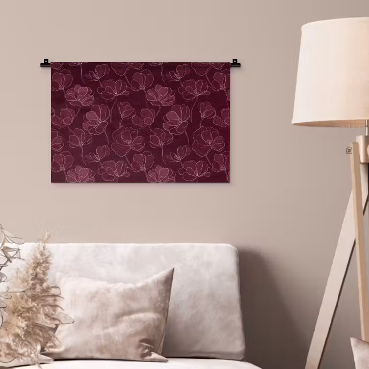 Bloemen - Patroon - Bordeauxrood Wandkleed katoen klein 269 -sfeer4