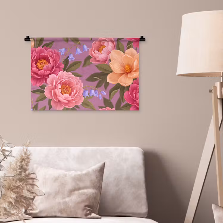 Bloemen - Patroon - Illustratie - Roze Wandkleed katoen klein -sfeer4