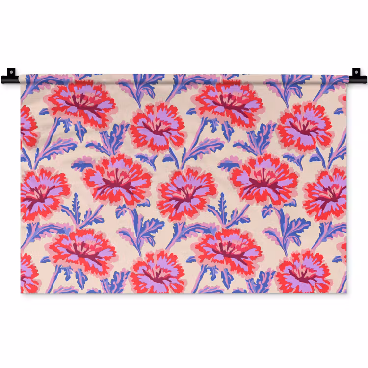 Bloemen - Patroon - Meerkleurig Wandkleed katoen klein 269 -zz3d