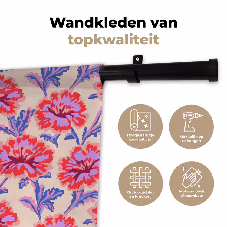 Bloemen - Patroon - Meerkleurig Wandkleed katoen klein 269 -sfeer2