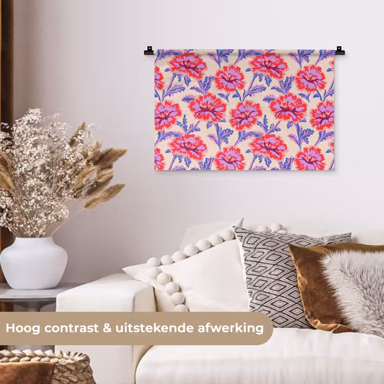 Bloemen - Patroon - Meerkleurig Wandkleed katoen klein 269 -sfeer1