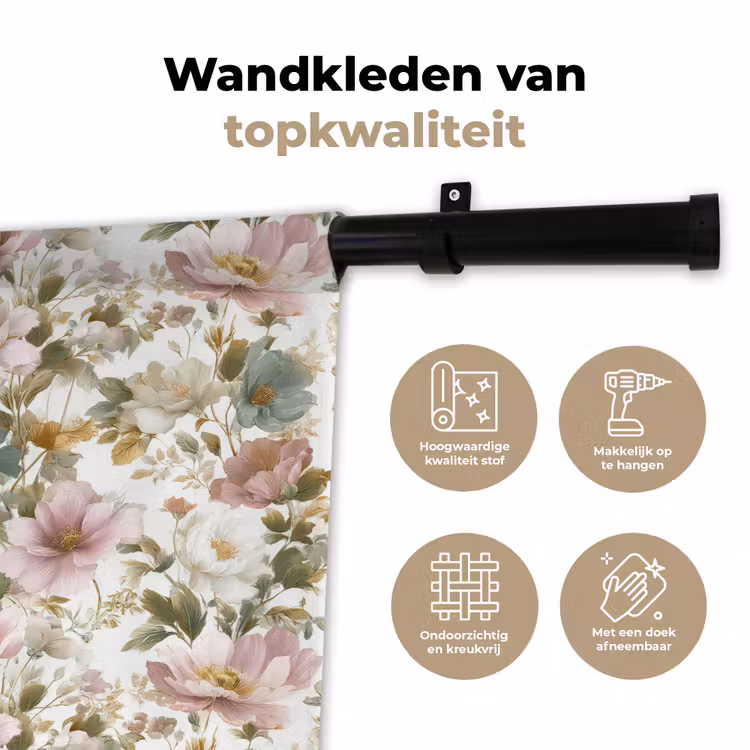 Bloemen - Patroon - Pastel Wandkleed katoen klein 269 -sfeer2
