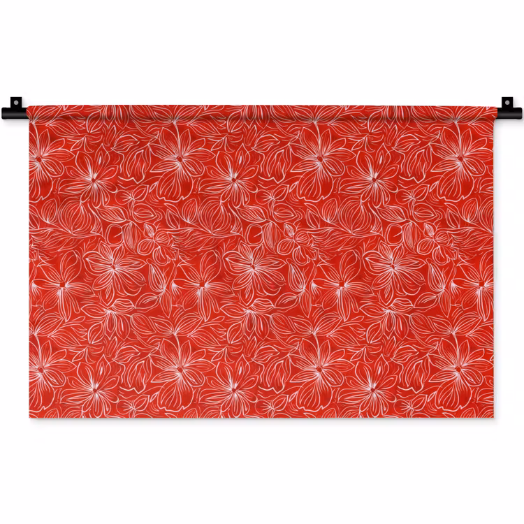 Bloemen - Patroon - Rood Wandkleed katoen klein 269 -zz3d