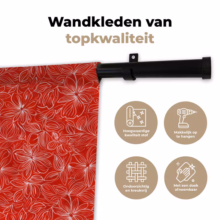 Bloemen - Patroon - Rood Wandkleed katoen klein 269 -sfeer2