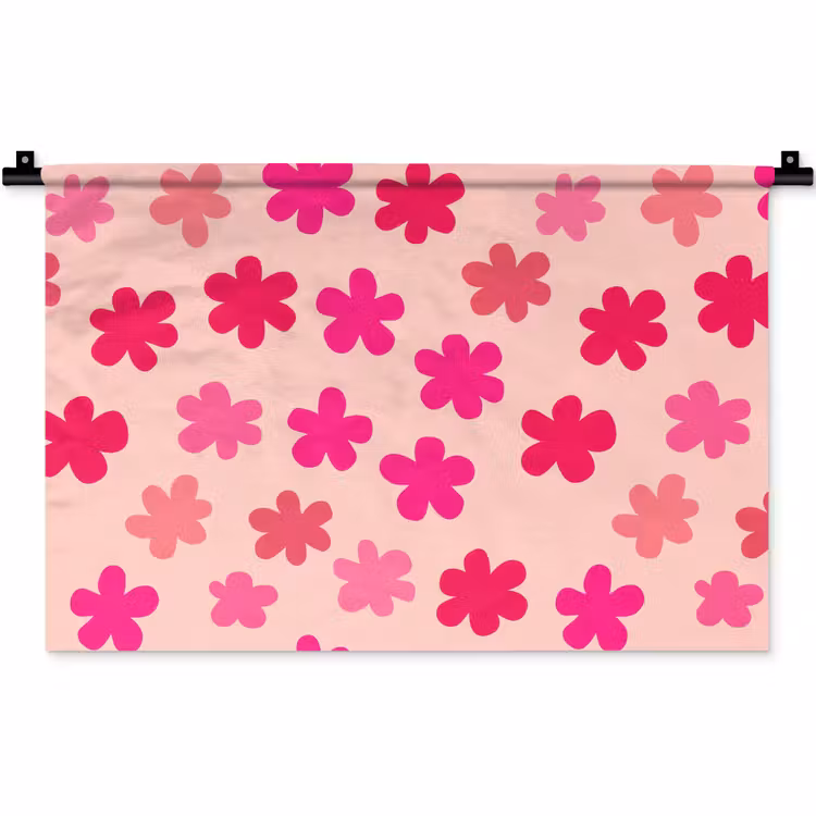 Bloemen - Patroon - Roze Wandkleed katoen klein -zz3d