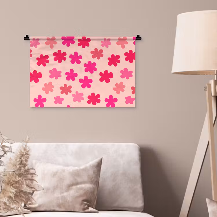 Bloemen - Patroon - Roze Wandkleed katoen klein -sfeer4