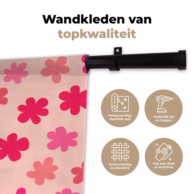 Bloemen - Patroon - Roze Wandkleed katoen klein -sfeer2