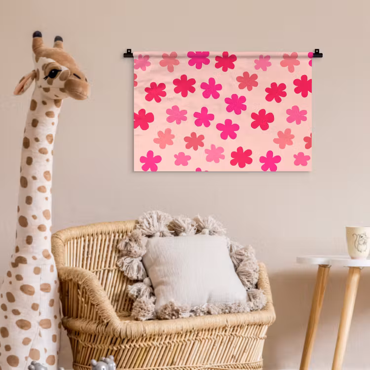 Bloemen - Patroon - Roze Wandkleed katoen klein -wsfeer5_kind
