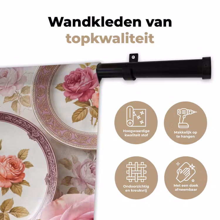 Bloemen - Patroon - Vintage - Roze - Decoratie Wandkleed katoen klein -sfeer2