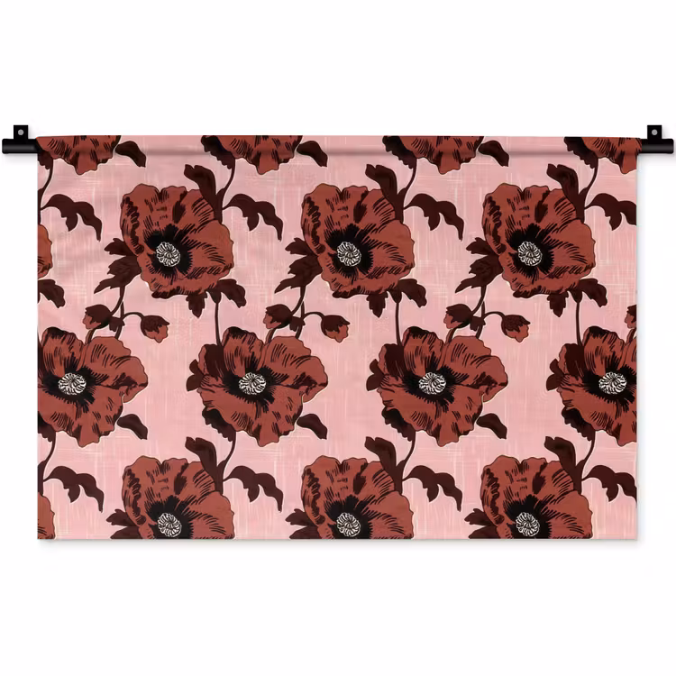 Bloemen - Retro - Rood Wandkleed katoen klein 269 -zz3d