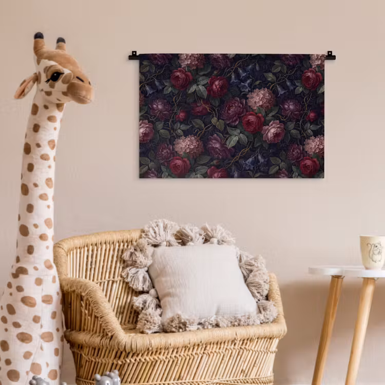 Bloemen - Rood - Klassiek - Donker - Patroon Wandkleed katoen klein -wsfeer5_kind