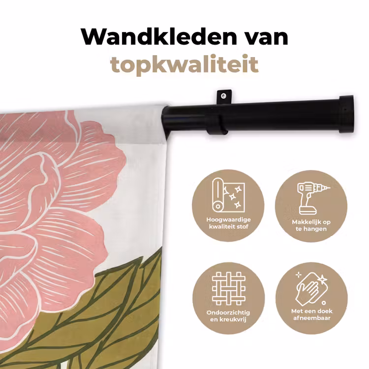 Wandkleed - Bloemen - Roze - Illustratie - Bloemen - Roze - Illustratie Wandkleed katoen klein