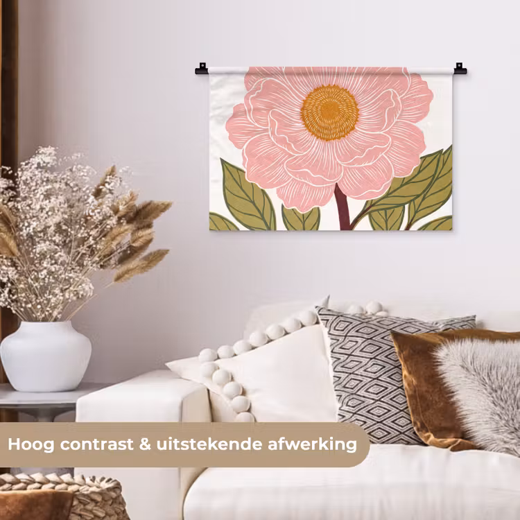 Wandkleed - Bloemen - Roze - Illustratie - Bloemen - Roze - Illustratie Wandkleed katoen klein