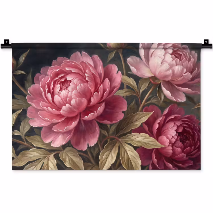 Bloemen - Roze - Klassiek - Natuur Wandkleed katoen klein -zz3d