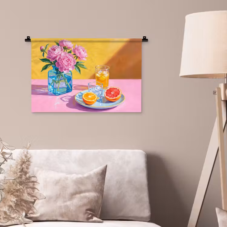 Wandkleed - Bloemen - Roze - Modern - Bloemen - Roze - Modern Wandkleed katoen klein