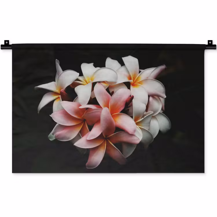 Bloemen - Roze - Zwart - Flora - Botanisch Wandkleed katoen klein -zz3d