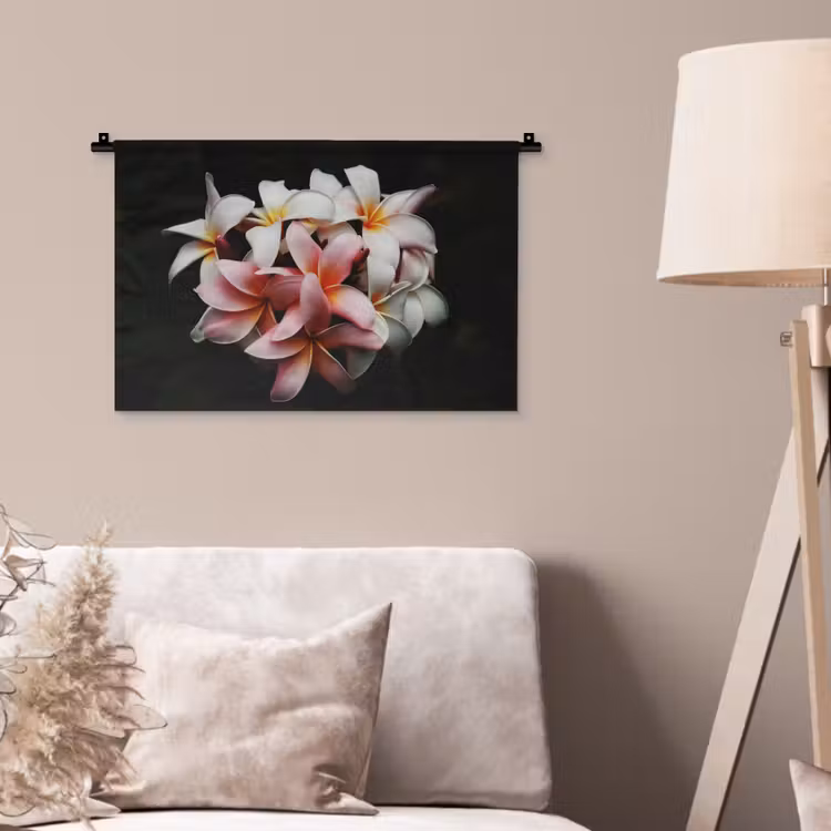 Bloemen - Roze - Zwart - Flora - Botanisch Wandkleed katoen klein -sfeer4