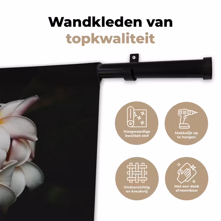 Bloemen - Roze - Zwart - Flora - Botanisch Wandkleed katoen klein -sfeer2