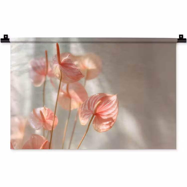 Bloemen - Stelen - Roze - Schaduw Wandkleed katoen klein -zz3d