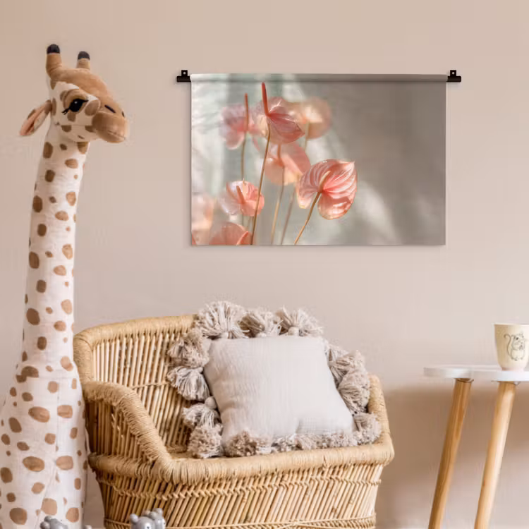 Bloemen - Stelen - Roze - Schaduw Wandkleed katoen klein -wsfeer5_kind
