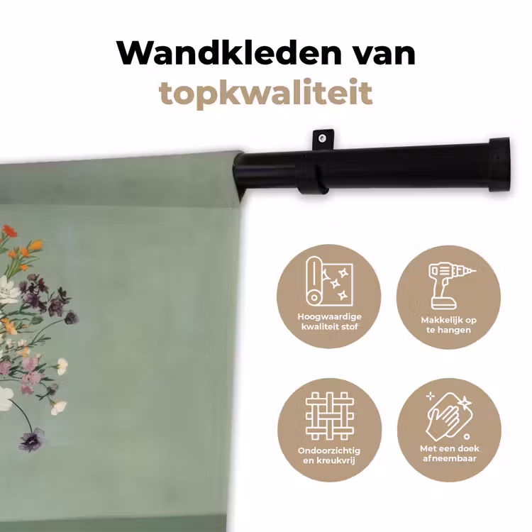 Bloemen - Vaas - Kaartje Wandkleed katoen klein -sfeer2