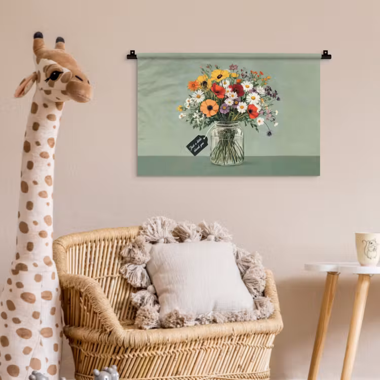 Bloemen - Vaas - Kaartje Wandkleed katoen klein -wsfeer5_kind