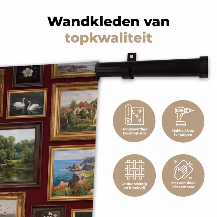 Bloemen - Vaas - Klassiek - Kunst - Rood Wandkleed katoen klein -sfeer2