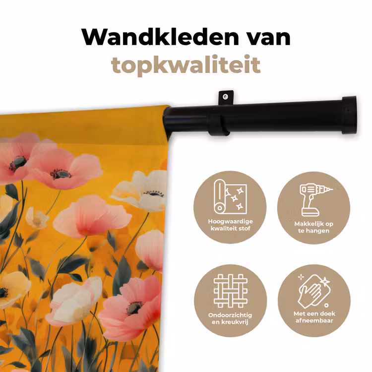 Bloemen - Veld - Geel Wandkleed katoen klein -sfeer2