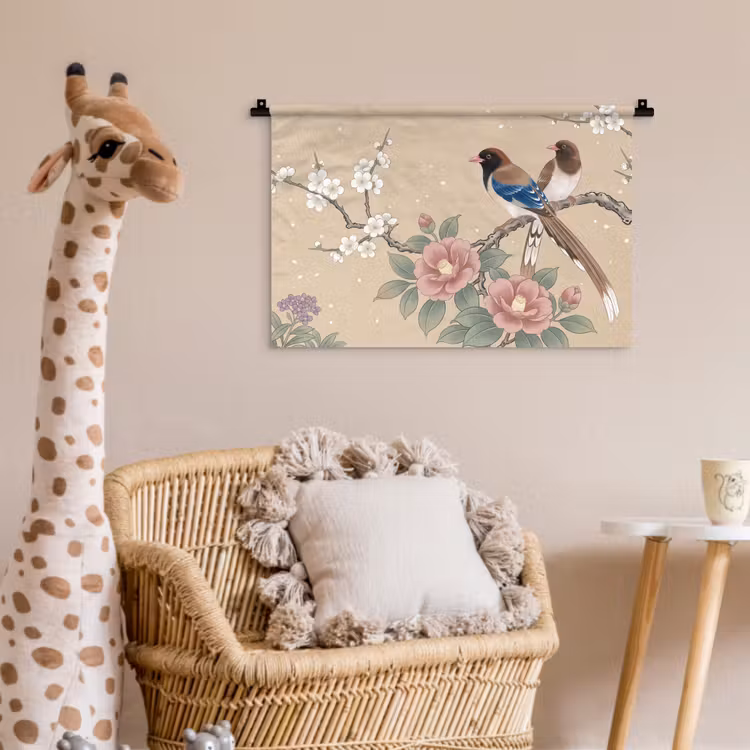 Bloemen - Vogels - Bloemen Wandkleed katoen klein -wsfeer5_kind